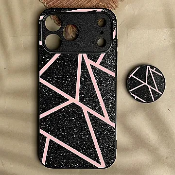 iPhone 18 Pro Max Glitter Rosegold Metal Case – Shockproof
