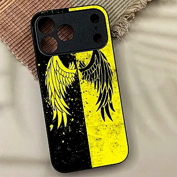 iPhone 18 Pro Max Wing Metal Case – Black & Yellow