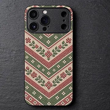 iPhone 18 Pro Case – Premium Metal-Printed Heritage Weave Shockproof Soft Bumper with Artisan Texture