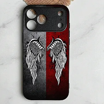 iPhone 18 Pro Case – Angel Wings Design 2 Metal-Printed Soft Bumper Shockproof Protective Cover