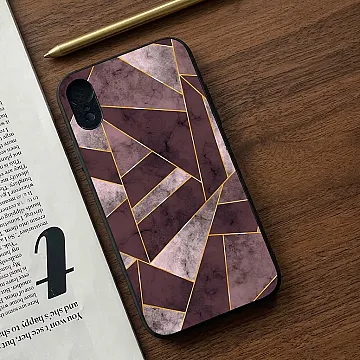 iPhone XR Geometric Marble Design 2 Premium Metal Printed Soft Bumper Shockproof Case