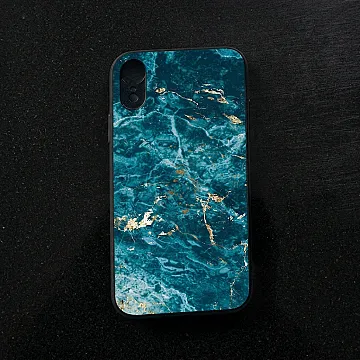 iPhone XR Blue Marble Design 1 V 2.0 Premium Metal Printed Soft Bumper Shockproof Case