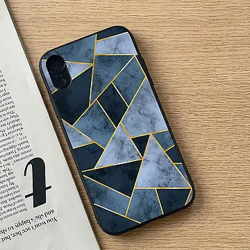 iPhone XR Geometric Marble Design 3 Premium Metal Printed Soft Bumper Shockproof Case