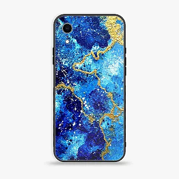 iPhone XR Blue Marble Design 4 V2.0 Metal Print Case – Soft Shockproof Bumper Cover (CS-20218)