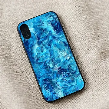 iPhone XR Blue Marble Design 6 Metal Print Case – Soft Shockproof Bumper Cover (CS-37275)