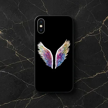 iPhone XR Angel Wings Back Cover – Metal Printed Soft Bumper Anti-Shock Case