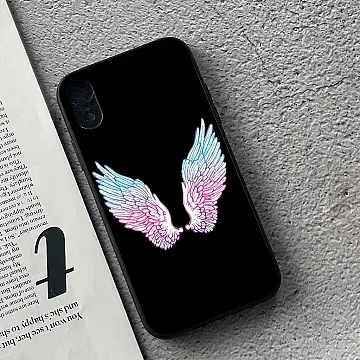 iPhone XR Angel Wings Slim Protective Case – Metallic Print Flexible Bumper Fall-Proof Cover